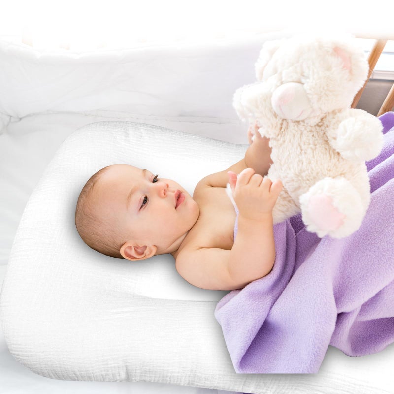 Hooyax Muslin Baby Lounger Cover Soft Organic Cotton Slipcover Fits Newborn Lounger for Baby Boys and Girls (White) - Image 5
